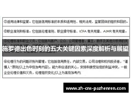 施罗德出色时刻的五大关键因素深度解析与展望